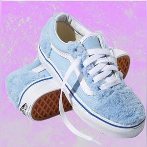 VANS X NORDSTROM Olivia Kim Furry Blue Old Skool Sneakers Size 3.5 Kids NWOT